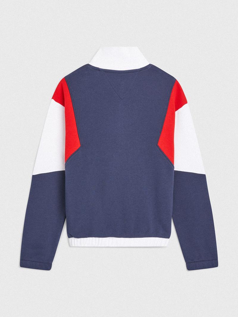 Lány Tommy Hilfiger Half-Zip Pulóverek Fehér Sötétkék | HU 1882SGL